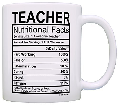 Product Cover Teaching Gifts Teacher Nutritional Facts Label Classroom Decorations Gift Coffee Mug Tea Cup White