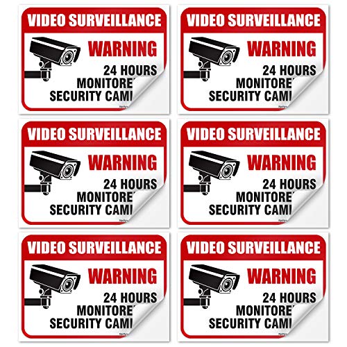 Product Cover (6 Pack) 24 Hour Video Surveillance Sign, 2½x3½