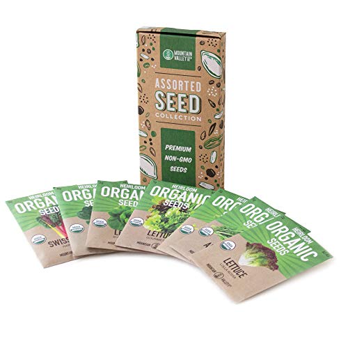 Product Cover 7 Varieties of Leafy Power Green Organic Seeds, Non-GMO Seeds for Planting, Heirloom Seeds - Spinach Seeds, Arugula, Kale, Lolla Rossa Lettuce Seeds, Buttercrunch, Gourmet Mix Lettuce, Swiss Chard