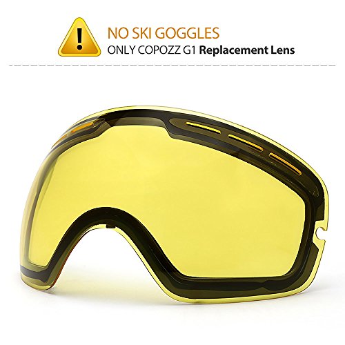 Product Cover COPOZZ G1 Ski Goggles Replacement Lenses, Extra Snow Snowboard Goggles Lenses, Imported Double-Layer Anti Fog UV Protection Lenses Only (G1 Yellow Lens Only(VLT 60.9%))