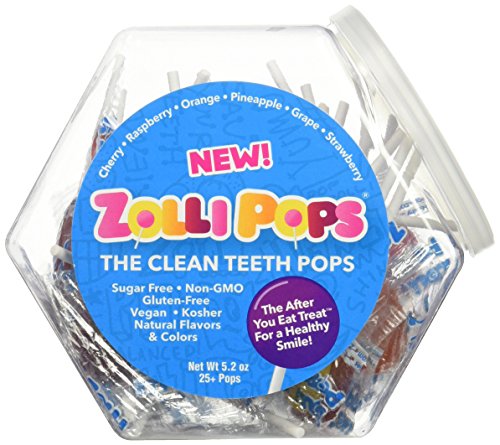 Product Cover Zollipops Clean Teeth Lollipops | Anti-Cavity, Sugar Free Candy with Xylitol for a Healthy Smile - Great for Kids, Diabetics and Keto Diet (Assorted Flavors, 25 Count Jar)