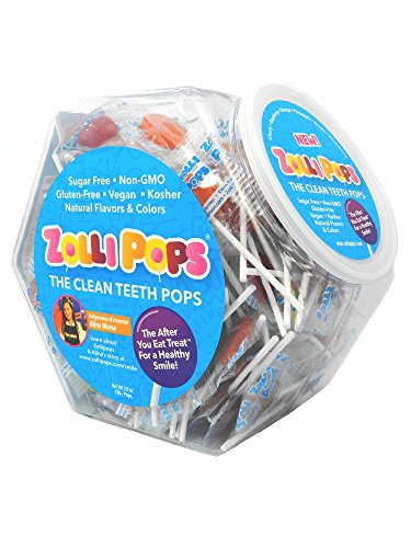 Product Cover Zollipops The Clean Teeth Pops, Anti Cavity Lollipops, Delicious Assorted Flavors, 150Count Hexagon Jar