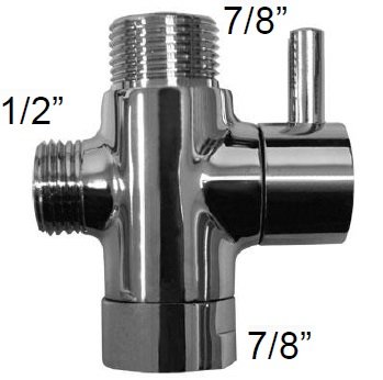 Product Cover Metal T-adapter with Shut-off Valve, 3-way Tee Connector, Chrome Finish, for Bidet4me Hand Held Bidet