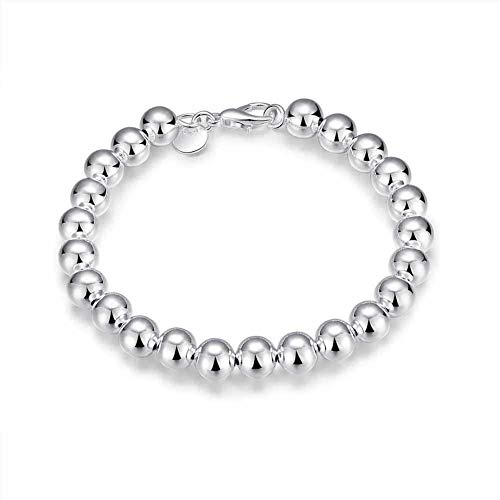 Product Cover GCIYAEN SeaISee Women Jewelry 925 Sterling Silver Plated String 8MM Beads Beaded Chain Bracelets