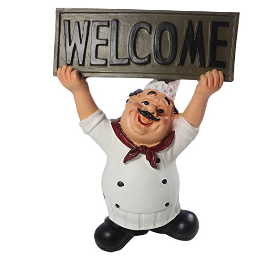Product Cover KiaoTime 15016C Italian Chef Figurines Kitchen Decor with Welcome Sign Board Plaque Home Kitchen Restaurant Decor 8
