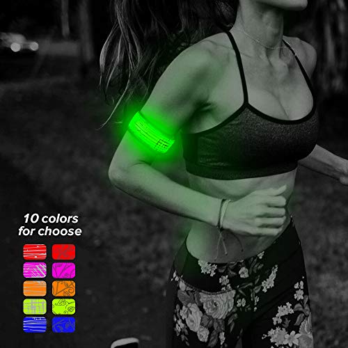 Product Cover Higo LED Armband, Water Resistant Heat Sealed LED Slap Bracelet Glowing Light Up Sports Wristband with Reflecive Printing, for Runners(Green-Design Ⅲ)
