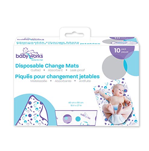 Product Cover Disposable Change Mat | Extra Large ̶ 27 inches by 18 inches | for Babies and Toddlers | Waterproof for Leak-Proof Protection | Quilted and Comfortable | Portable for Travel | 10 Count