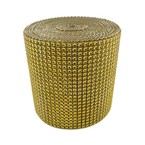 Product Cover Diamond Mesh Wrap (Gold) Roll Rhinestone Crystal Ribbon 4.5″ x 10 yards