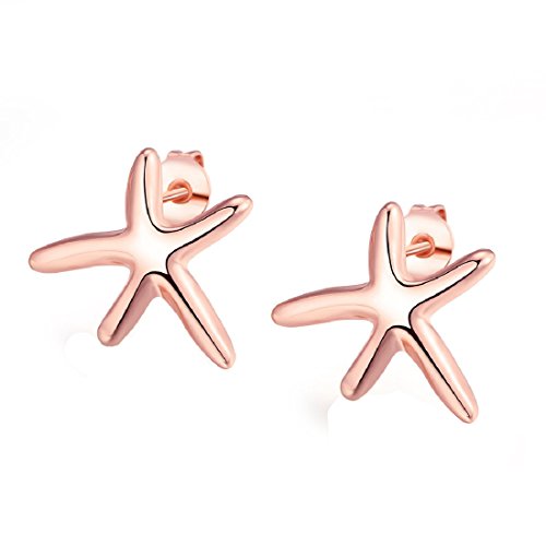 Product Cover Ladies Rose Gold Plated Personality Earrings With Starfish