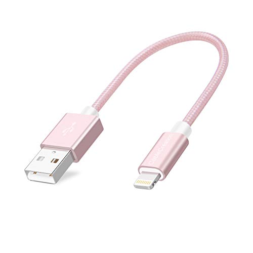 Product Cover CableCreation 0.5 Feet Short Lightning to USB Data Sync Cable [MFi Certified] Compatible iPhone 11, 11 Pro, X, 8, 8 Plus, 7, 7 Plus, 6S, 6S Plus, iPad, 15CM, Rose Gold