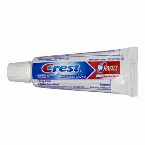 Product Cover Crest, Cavity Protection Fluoride Anticavity Toothpaste, 0.85 Oz Travel Size (10 Pack)