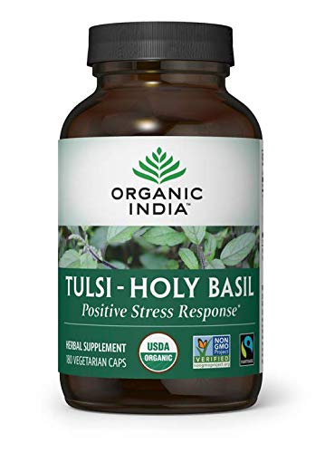 Product Cover ORGANIC INDIA Tulsi - Holy Basil Supplement - Made with Certified Organic Herbs (Vegetarian Capsules, 180 Count)