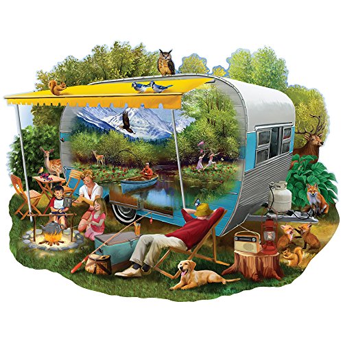 Product Cover Bits and Pieces - 750 Piece Shaped Jigsaw Puzzle for Adults - Camping Trip - 750 pc Nature, Animals Jigsaw by Artist Thomas Wood