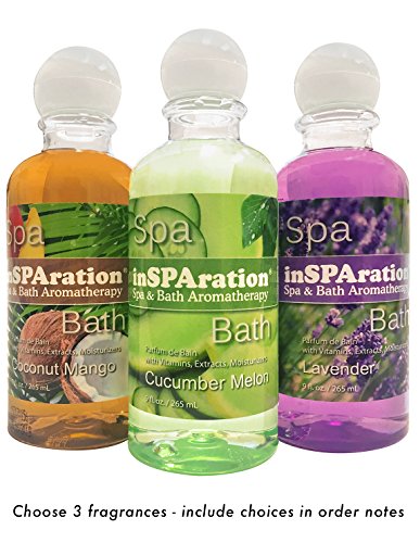 Product Cover 3-Pack InSPAration - Spa, Hot Tub, Bath Liquid Aromatherapy Fragrances 9 oz - PLEASE BE SURE TO SPECIFY 3 FRAGRANCES AT CHECKOUT or send us a message with your choices!