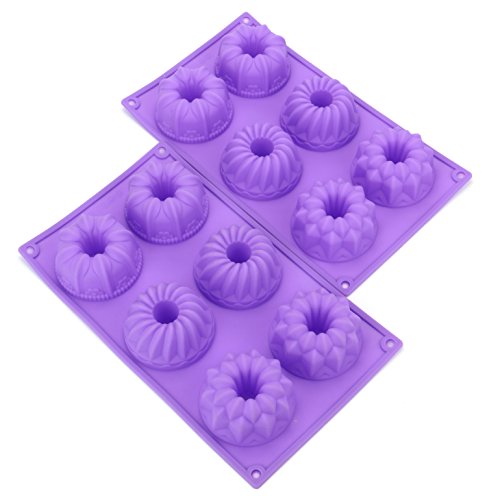 Product Cover Bekith 6 Cavity Silicone Fancy Bundt Cake, Muffin Cups, Coffee Cake, Cupcake, Brownie and Cornbread Mold, Set of 2