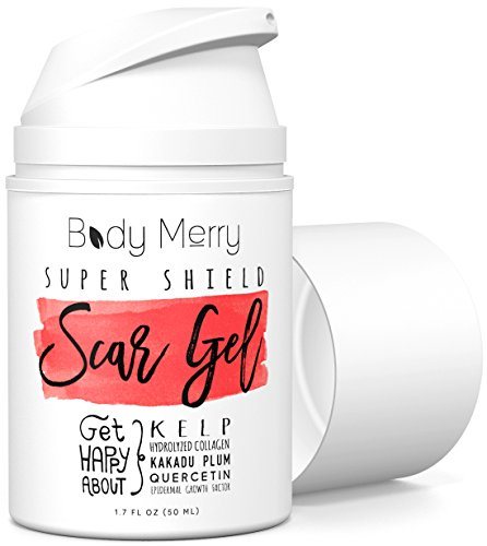 Product Cover Body Merry Super Shield Scar Gel to Help Fade Acne/Face + Body Scars & Burns w Epidermal Growth Factor (EGF) + Kakadu Plum (Natural Vitamin C) + Hydrolyzed Collagen