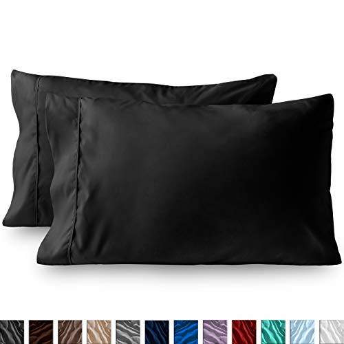 Product Cover Bare Home Premium 1800 Ultra-Soft Microfiber Pillowcase Set - Double Brushed - Hypoallergenic - Wrinkle Resistant (Standard Pillowcase Set of 2, Black)