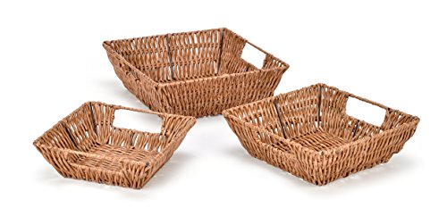 Product Cover Trademark Innovations Set of 3 Square Wicker Look Baskets With Built In Handles