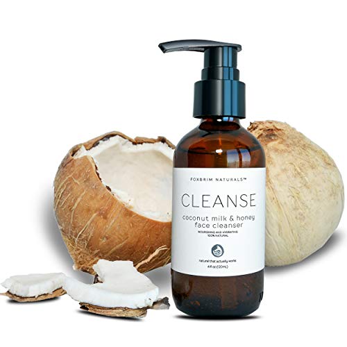 Product Cover Coconut Milk & Honey Face Cleanser - NEW formula - Natural & Organic - Gently Wash and Renew Skin While Moisturizing - With Organic Aloe, Coconut Milk and Honey Gel - Foxbrim Naturals