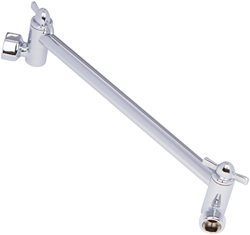 Product Cover Adjustable Shower Head Extension Arm - 10 Inch Brass Shower Arm Extender Hardware - Chrome