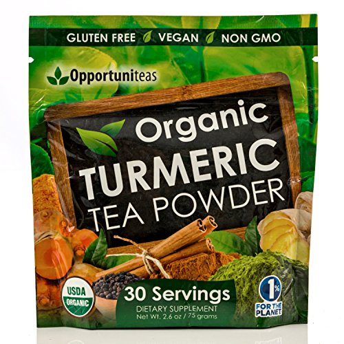 Product Cover Organic Turmeric Tea Powder - Matcha Green Tea, Turmeric, Cinnamon, Ginger, Black Pepper - Natural Joint Support Supplement for Juice, Smoothie & Drinks - Vegan & Non-GMO - 30 Servings