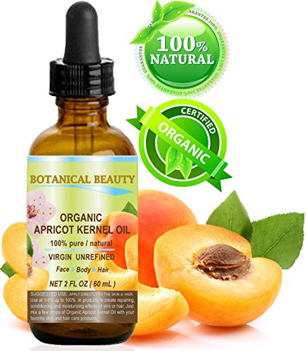 Product Cover ORGANIC APRICOT KERNEL OIL Australian. 100% Pure / Virgin / Unrefined Cold Pressed Carrier Oil. 2 oz-60 ml. For Face, Hair and Body