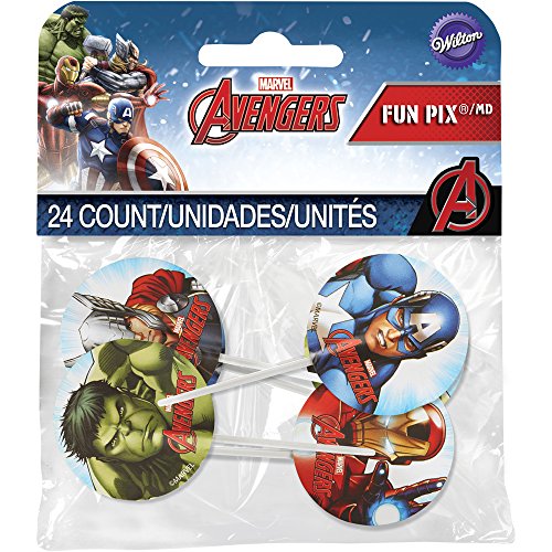Product Cover Wilton 2113-4110 Marvel Avengers Fun Pix Cupcake Toppers, Multicolor