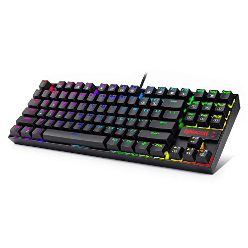 Product Cover Redragon K552-RGB Mechanical Gaming Keyboard Compact 87 Key Mechanical Computer Keyboard KUMARA USB Wired Cherry MX Blue Equivalent Switches for Windows PC Gamers (Black RGB Backlit)