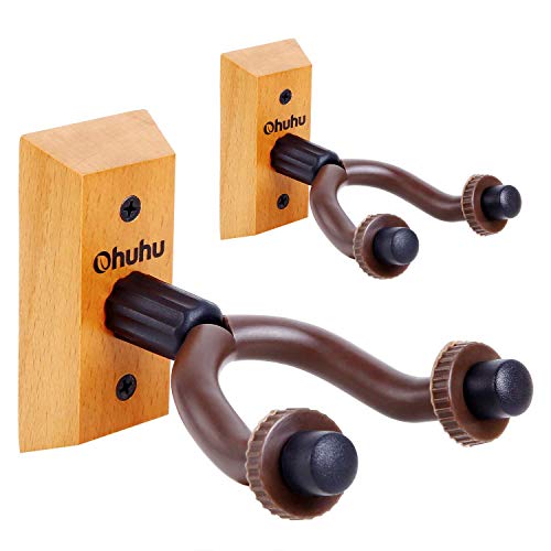 Product Cover Guitar Wall Mount Hanger 2-Pack, Ohuhu Guitar Hanger Wall Hook Holder Stand for Bass Electric Acoustic Guitar Ukulele
