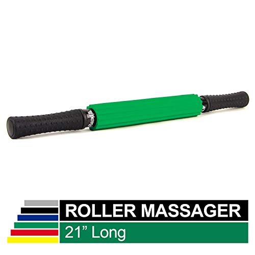 Product Cover TheraBand Roller Massager +, Muscle Roller Stick for Self-Myofascial Release, Deep Tissue Massage Rolling Pin, Trigger Point Release, Muscle Soreness, Best Gifts for Runners, Athletes, Crossfit