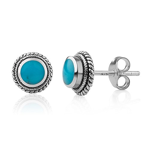 Product Cover Women's 925 Sterling Silver Round Braided Gemstone Post Stud Earrings, 9mm