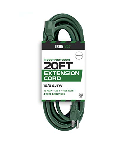 Product Cover Iron Forge Cable 16/3 SJTW Green Extension Cable with 3 Prong, 20 Feet