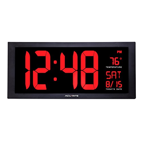 Product Cover AcuRite 75100 Large Digital Clock with Indoor Temperature | LED Wall Clock with Date and Fold-Out Stand - 18