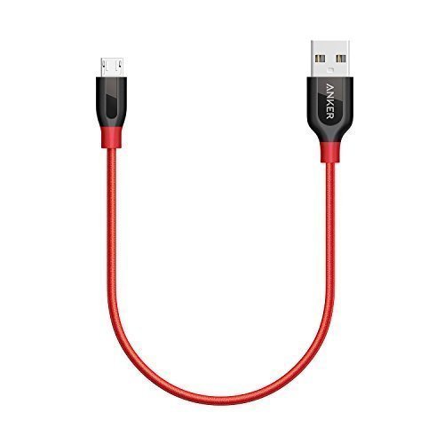 Product Cover Anker Powerline+ Micro USB The Premium Durable Cable [Double Braided Nylon] for Samsung, Nexus, LG, Motorola, Android Smartphones and More (Red_1ft, 1ft)