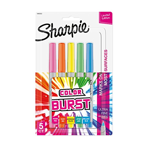 Product Cover Sharpie Color Burst Permanent Markers, Ultra-Fine Point, Assorted, 5-Pack (1948353)