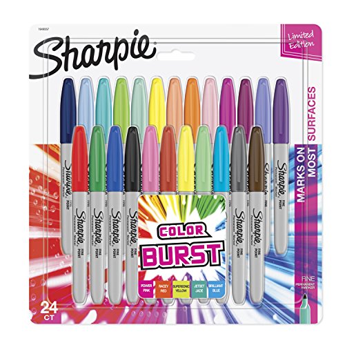 Product Cover Sharpie Color Burst Permanent Markers, Fine Point, Assorted Colors, 24 Count