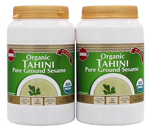 Product Cover Baron's USDA Organic Tahini - Pure Ground Sesame Kosher 16-ounce Jars (Pack of 2)