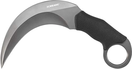 Product Cover Schrade SCH112 8.4in High Carbon S.S. Full Tang Fixed Blade Knife with 5.2in Hawkbill Dual Edge Blade and TPE Handle for Outdoor Survival, Tactical and EDC