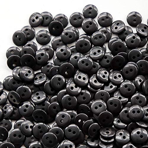Product Cover GANSSIA 11/32 Inch Button 9mm Tiny Size Sewing Flatback Resin Buttons Color Black Pack of 500 Pcs