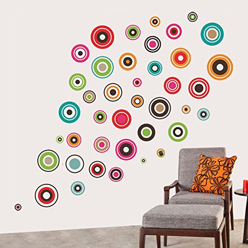 Product Cover Decals Design Stickerskart Wall Stickers Colorful Polka Motifs (Wall Covering Area: 120cm x 100cm ,Product Dimensions: 60x90cm)