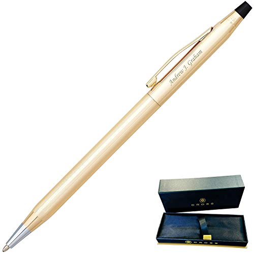 Product Cover Gold Cross Pen | Personalized Cross Pen Classic Century 10 Karat Gold Rolled Ballpoint Pen, Custom Engraved Gift Pen Award. 4502.