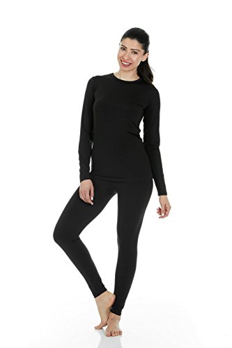 Product Cover Thermajane Women's Ultra Soft Thermal Underwear Long Johns Set with Fleece Lined (Medium, Black)