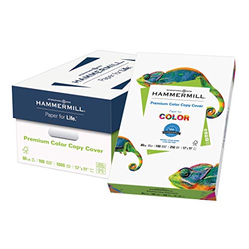 Product Cover Hammermill Paper, Premium Color Copy Cover Cardstock, 17x11 Paper, 80lb Paper, 100 Bright, 4 Packs / 1000 Sheets (120037C) Heavy Paper, Card Stock White