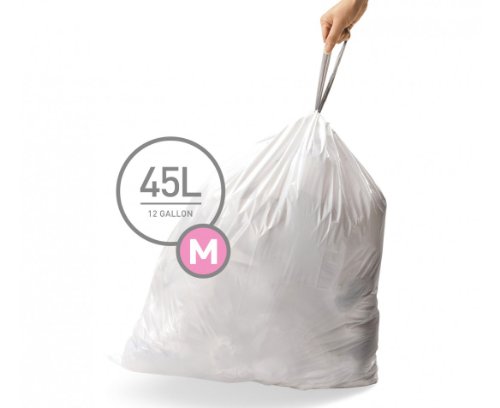 Product Cover simplehuman Code M Custom Fit Drawstring Trash Bags, 45 Liter/12 Gallon, 12 Refill Packs (240 Count)
