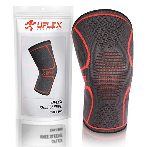 Product Cover UFlex Athletics Knee Compression Sleeve Support for Running, Jogging, Sports - Brace for Joint Pain Relief, Arthritis and Injury Recovery - Single Wrap Size Medium