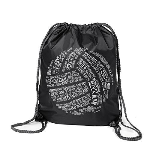 Product Cover ChalkTalkSPORTS Volleyball Sport Pack Cinch Sack | Volleyball Words | Black