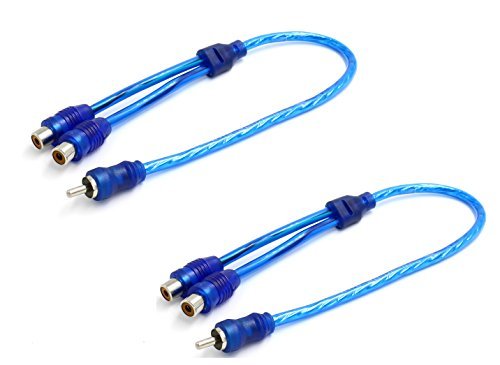 Product Cover iExcell 2 Pcs Male to 2 Female RCA Speaker Splitter Cable Adapter Blue 12 Shielded
