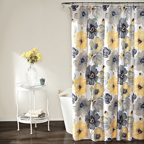 Product Cover Lush Decor Leah Shower Curtain - Bathroom Flower Floral Large Blooms Fabric Print Design, 72