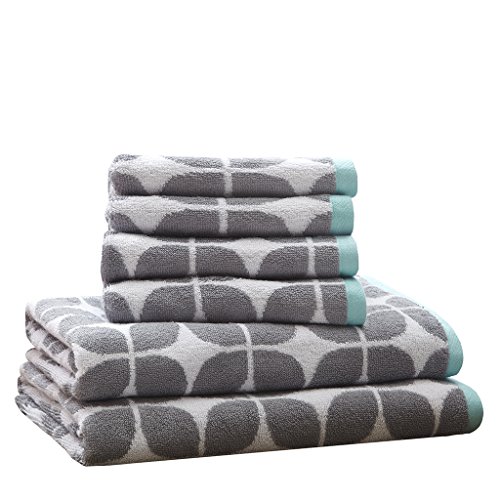 Product Cover Lita Cotton Bathroom Towels , Jacquard Highly Absorbent Bath Towel Set , 6-Piece Include 2 Bath Towels & 4 Hand Towels , Dark Grey