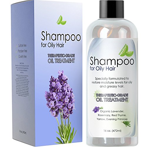 Product Cover Natural Oily Hair Shampoo for Men and Women with Sensitive Scalp & Greasy Hair - Sulfate Free Keratin Hair Care for Color Treated Hair - Pure Rosemary Jojoba Lavender Oil for Hair Growth - 16 oz
